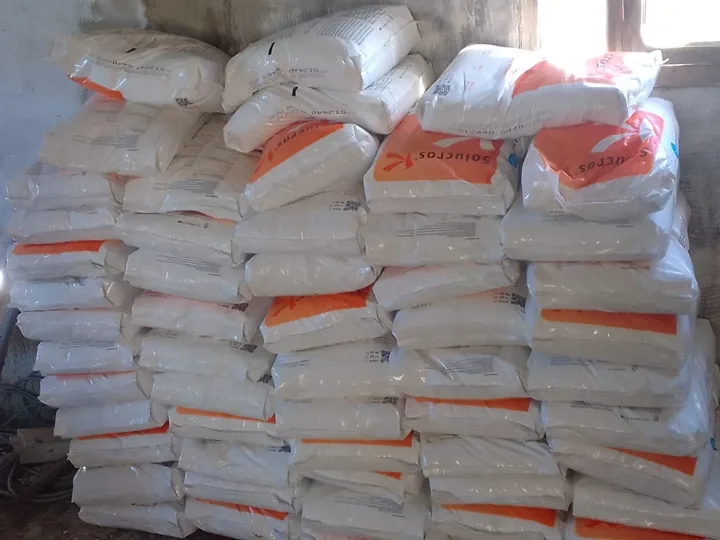 Fertilizer bags in storage